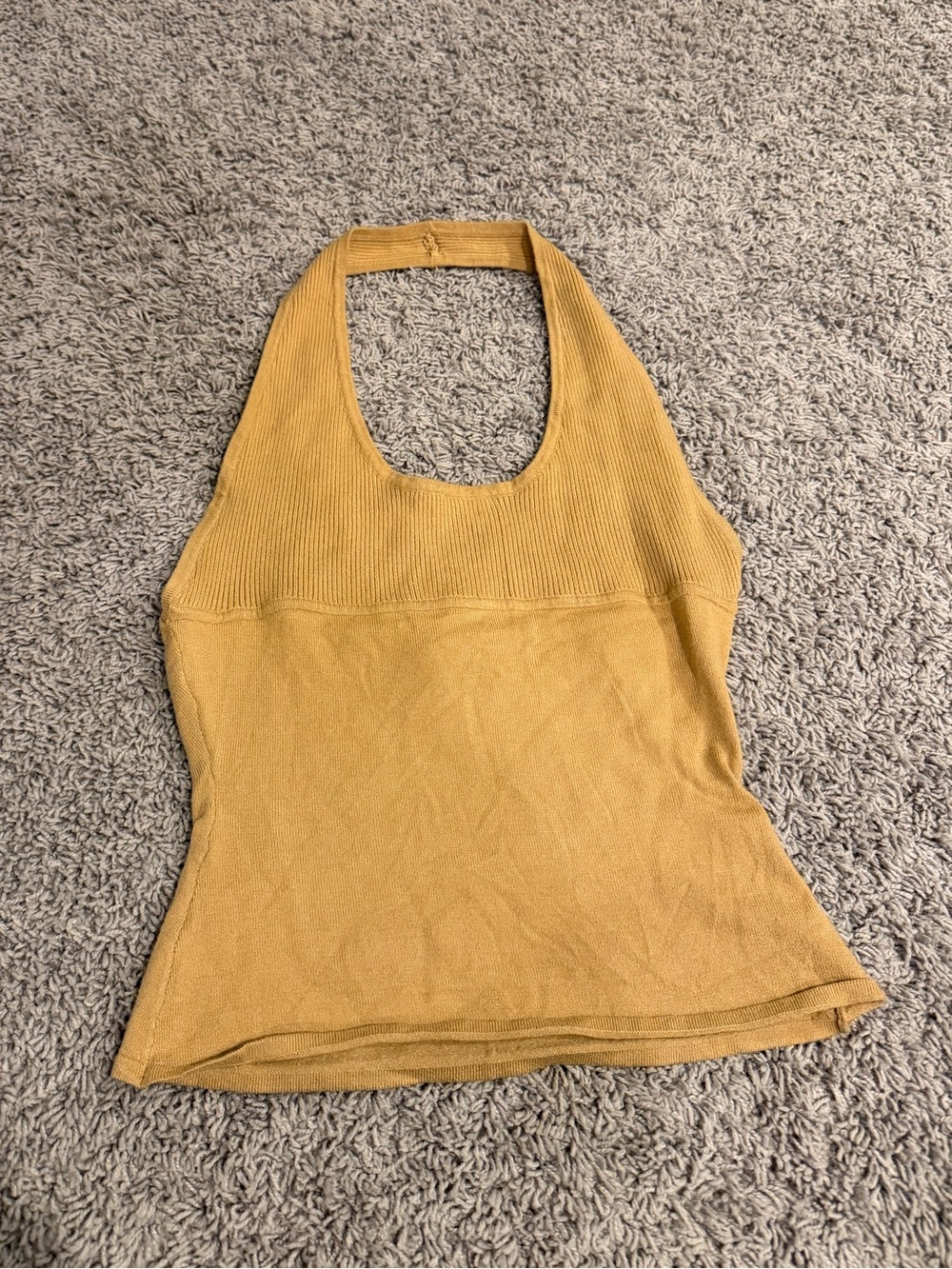 WeWoreWhat Gold Halter Ribbed Knit Tank